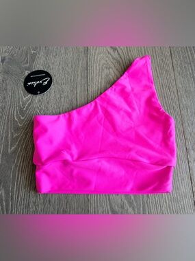 Exotica Candy Pink Performance One Shoulder Comfort Crop Top Size Small